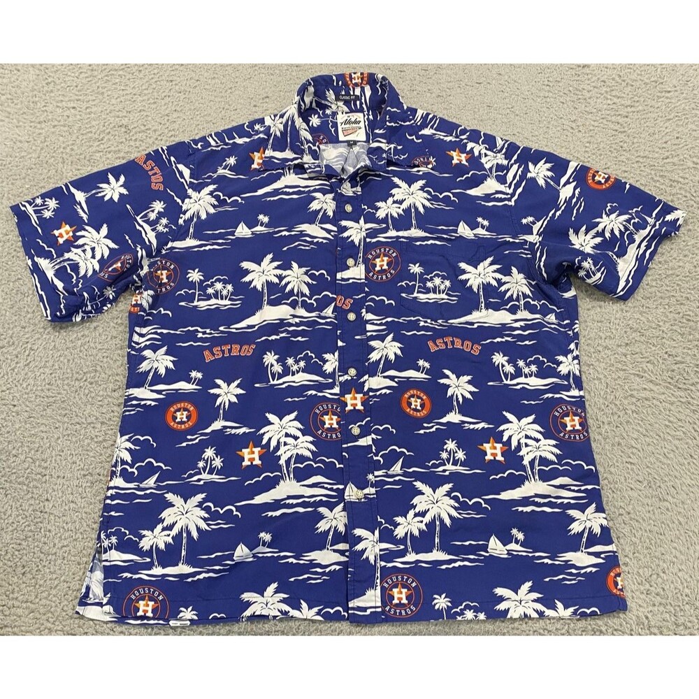 Houston Astros Shirt Mens Medium Blue MLB Baseball Reyn Spooner Hawaiian Aloha
